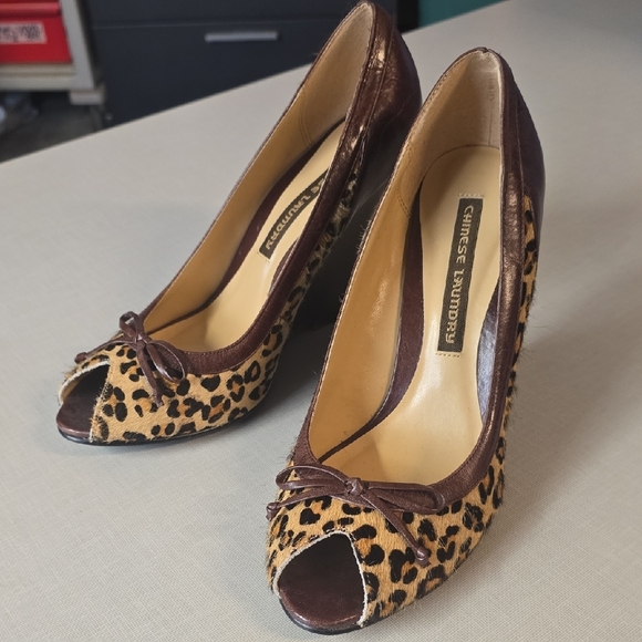 Chinese Laundry Brown Leopard Peep Toe Heels - Picture 5 of 5